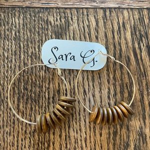 Wood beaded hoop earrings